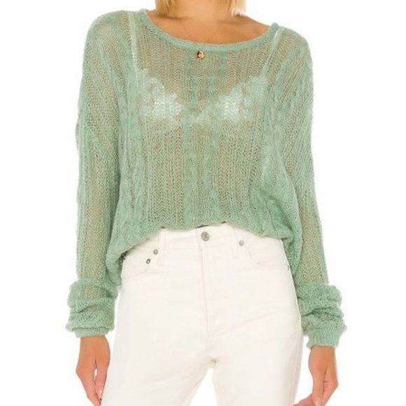FREE PEOPLE MINT FRESH OPEN KNIT SWEATER NEW WITH TAG - Picture 1 of 11